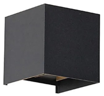 Candeeiro de parede exterior preto com LED 2-luzes IP54 - Edwin Moderno