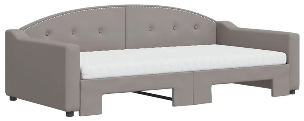 Sofá-cama + gavetão/colchões 100x200cm tecido cinza-acastanhado