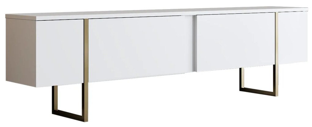 Movel TV Luxe – Branco e Dourado – 180x30x50 cm