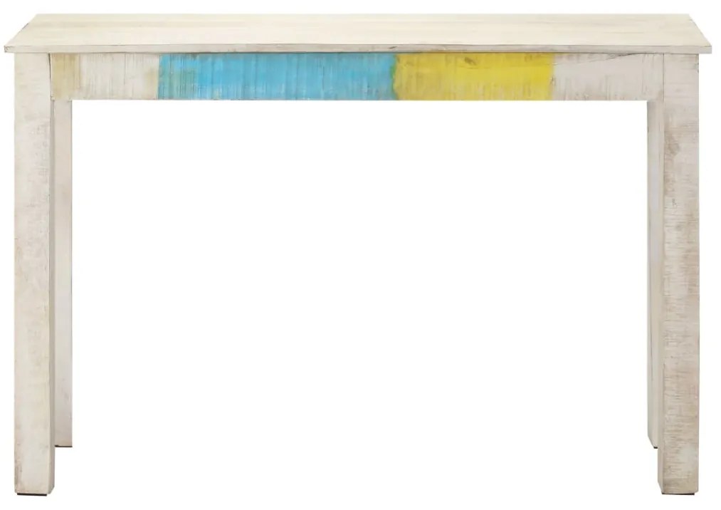 Mesa consola 115x35x77 cm madeira de mangueira áspera branco