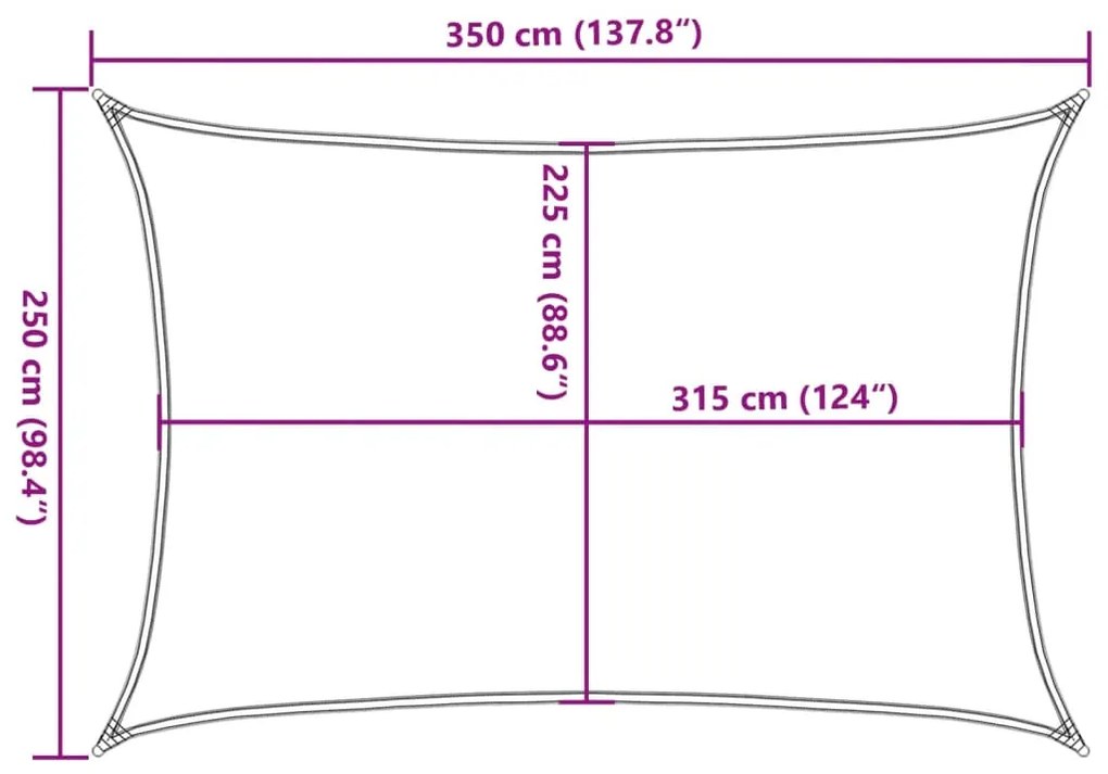 Para-sol estilo vela 160 g/m² 2,5x3,5 m PEAD castanho