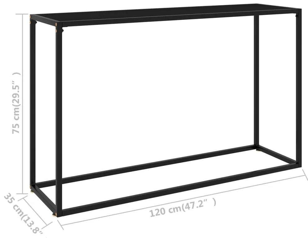 Mesa consola 120x35x75 cm vidro temperado preto