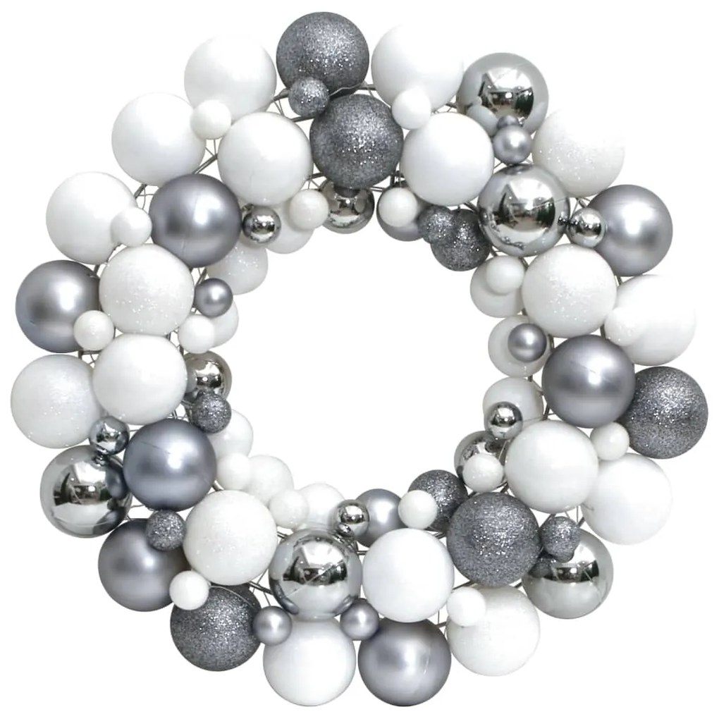 356124 vidaXL Guirlanda de Natal 45 cm poliestireno branco e cinzento