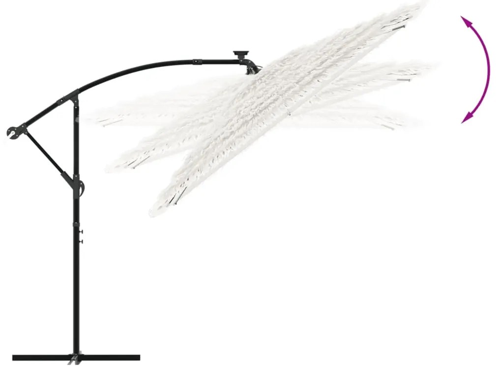 Guarda-sol de jardim com poste de aço 246x246x230 cm branco