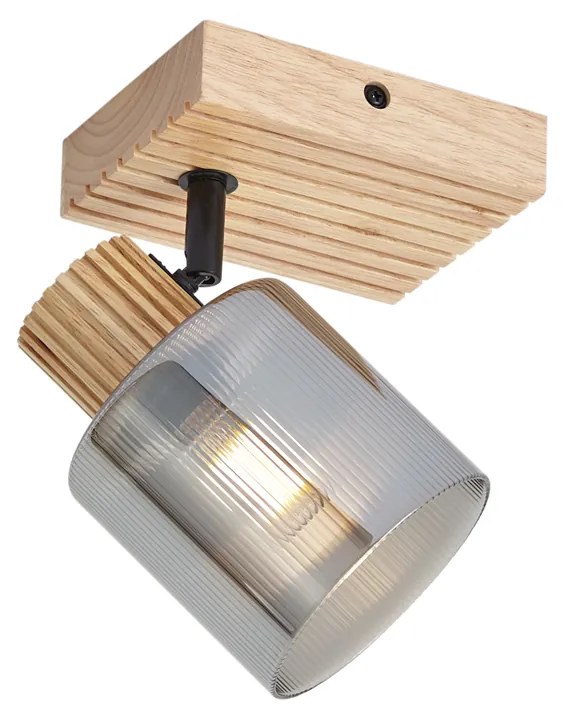 Foco Inteligente Madeira com Vidro Fumado Rotativo e Inclinável Incl. Wifi G45 - Gracy