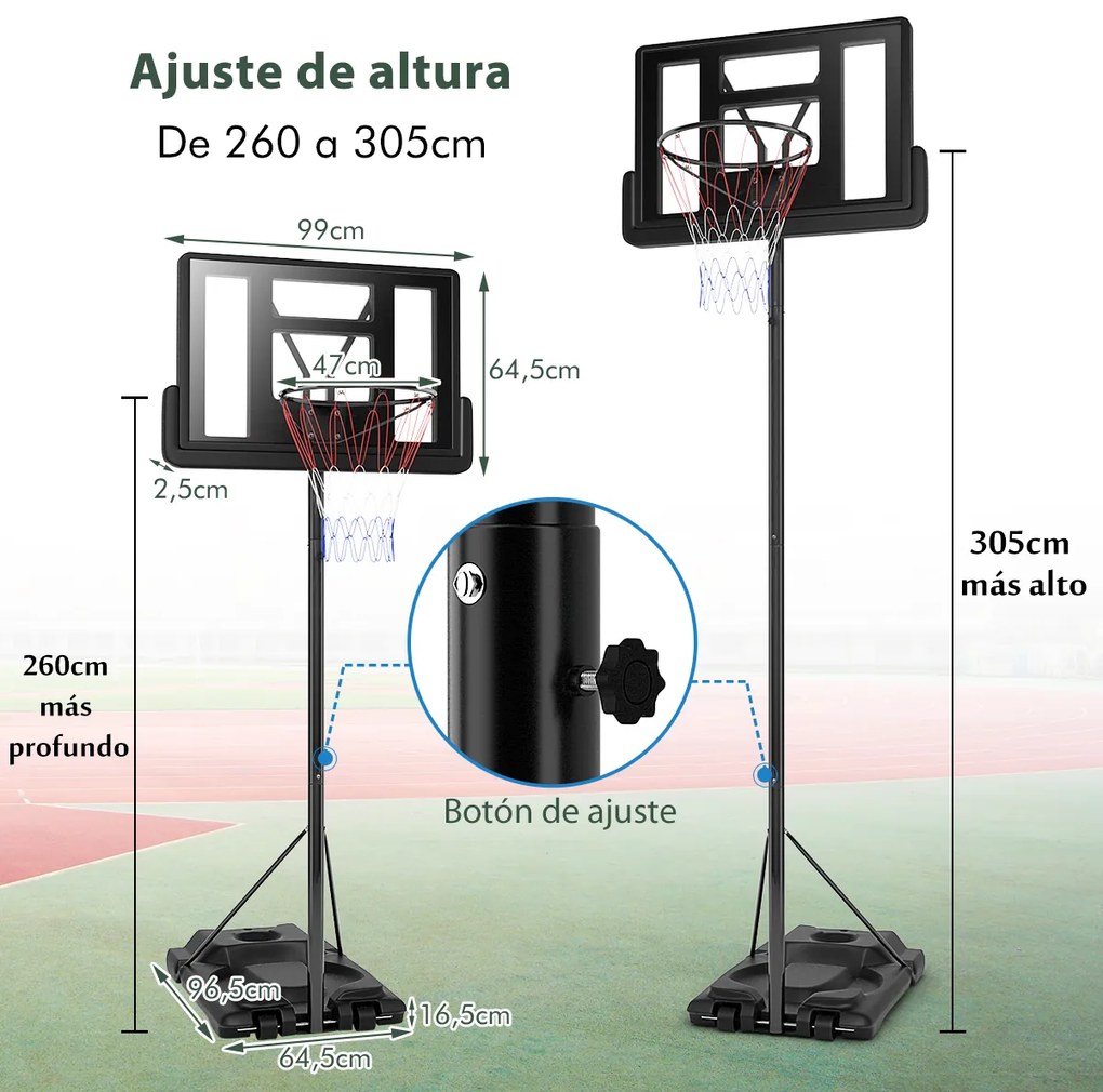 Rede de Basquetebol de Nylon para adultos  Bancada de Basquetebol Portátil Preto