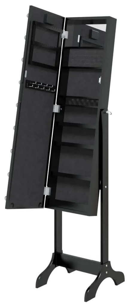 Espelho de pé com luzes LED 34x37x146 cm preto