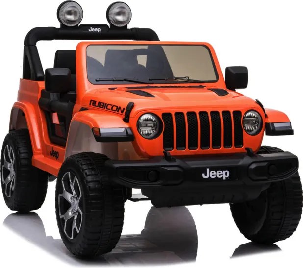 Carro elétrico para crianças até 5 anos Jeep Wrangler Rubicon, 12V, pneus EVA, com bateria de lítio, controlo remoto Laranja