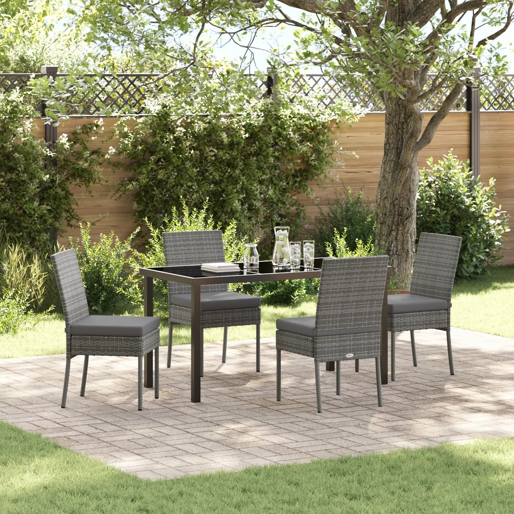 vidaXL Conjunto de Jantar Jardim 5 Peças Cinza Rattan Poliéster