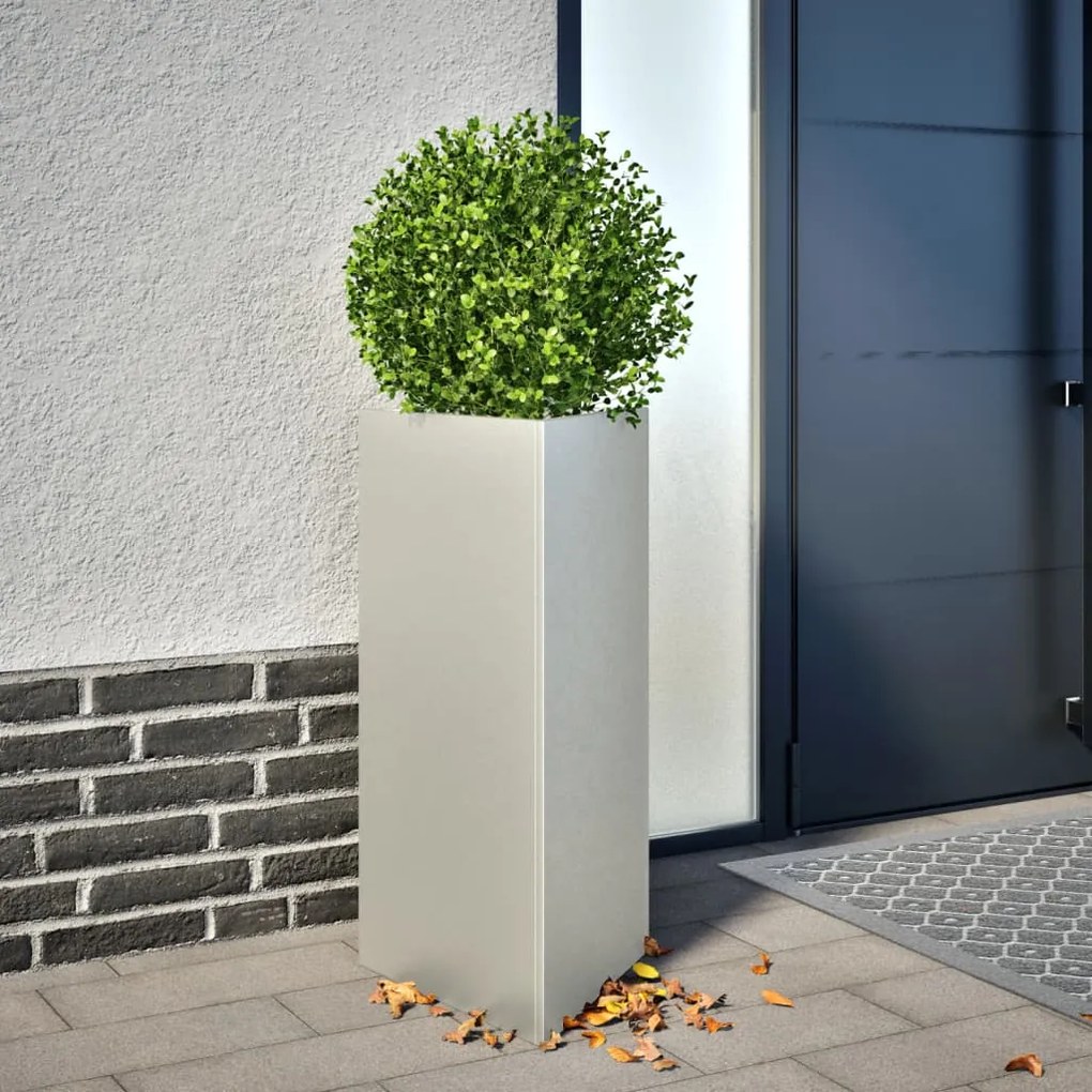 vidaXL Vaso/floreira de jardim triangular 40x34,5x70 cm aço inoxidável
