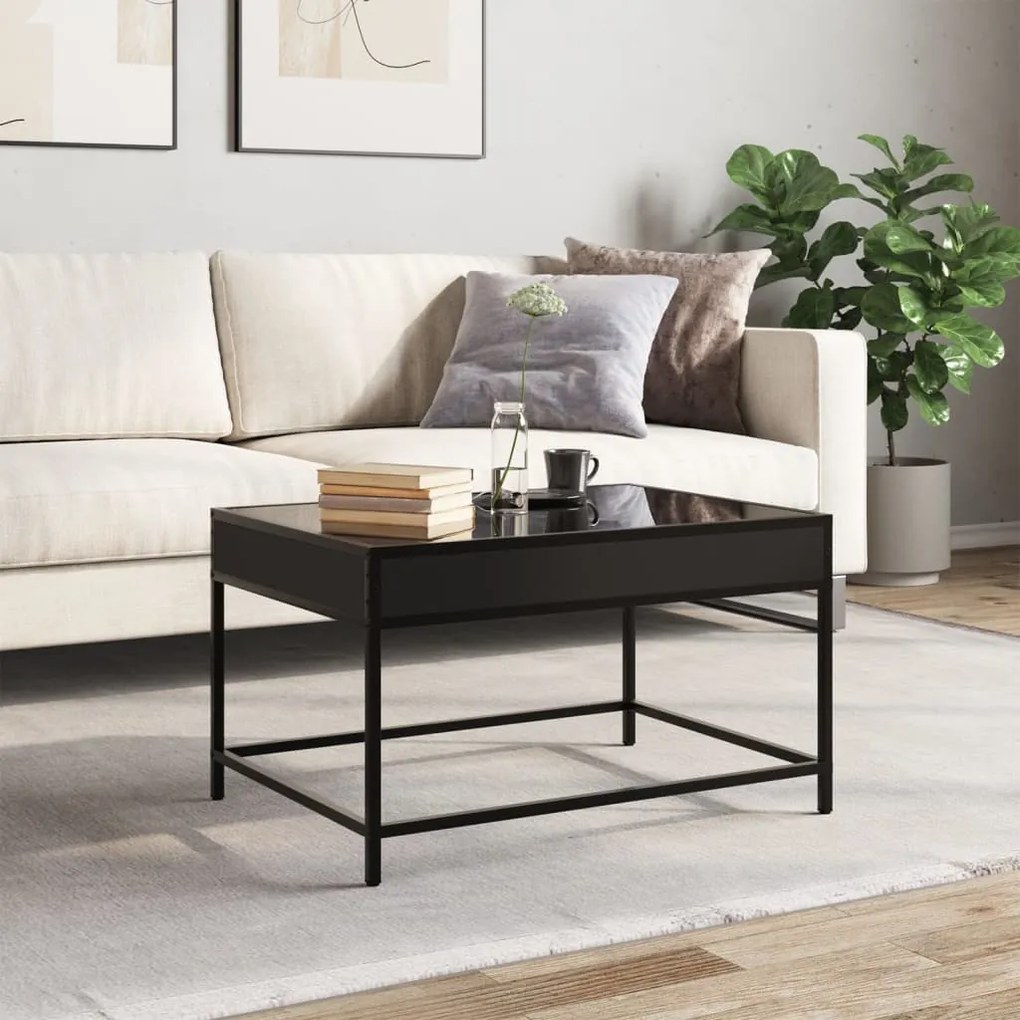 Mesa de centro luzes LED Infinity 70x50x41 cm preto