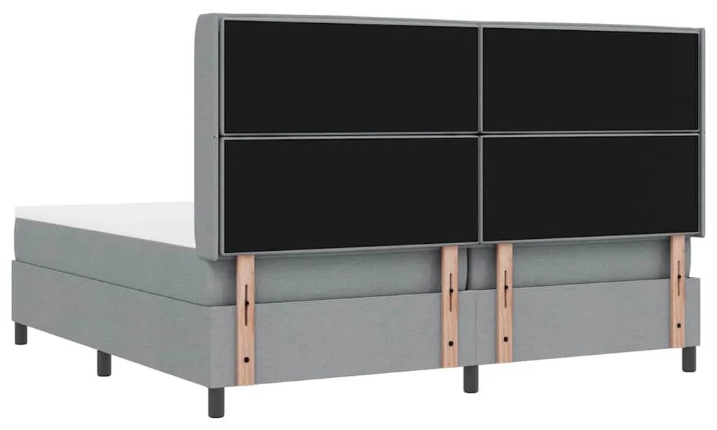Cama com Estrado e Colchão Cinza Claro 200x200 cm, em tecido.
