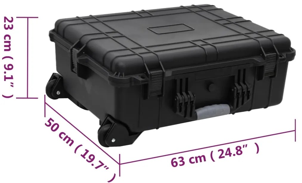 Mala de viagem com rodas 63x50x23 cm PP preto