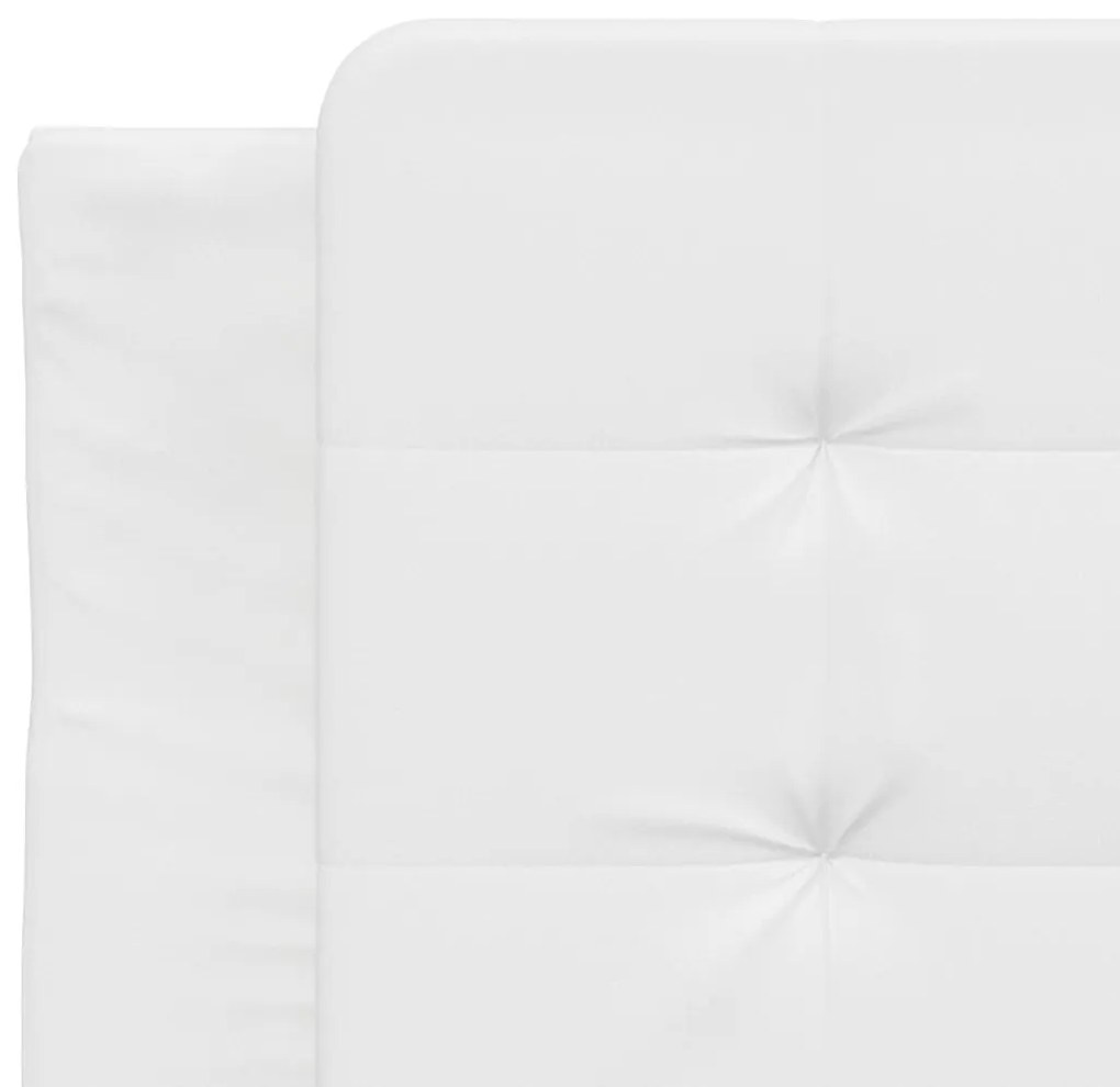 Estrutura de cama c/ luzes LED 90x190cm couro artificial branco