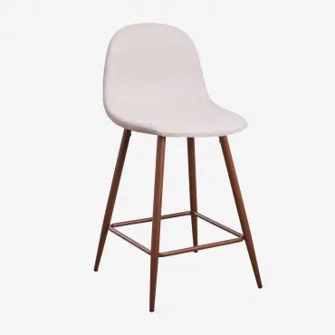 Pacote De 2 Bancos Altos Glamm Beige Creme & ↑65 Cm & Madeira Escura - Sklum
