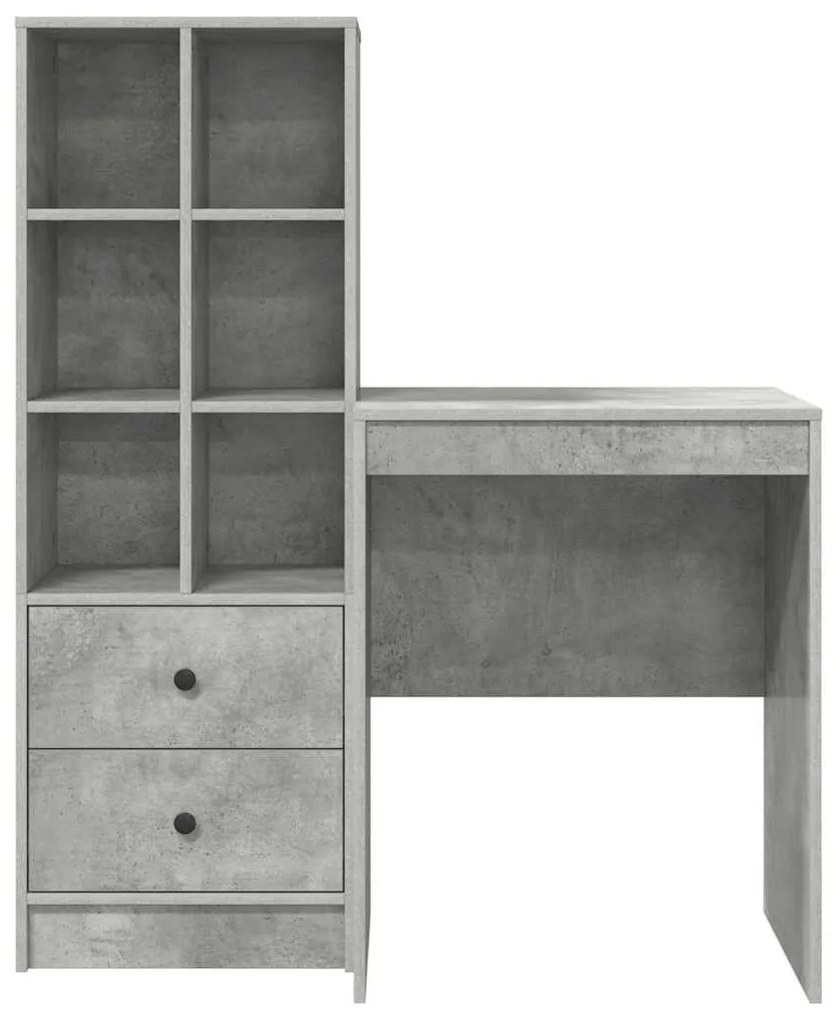 Mesa com Armazenamento Cinza Concreto Madeira Engenheirada
