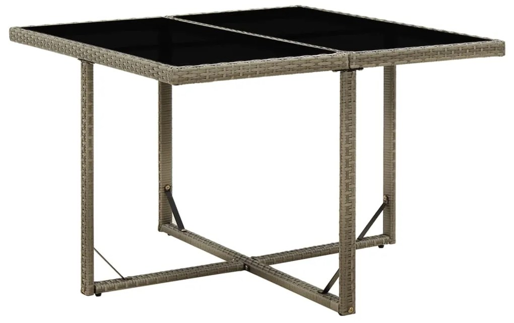 Mesa de jardim 109x107x74 cm vime PE e vidro cinzento