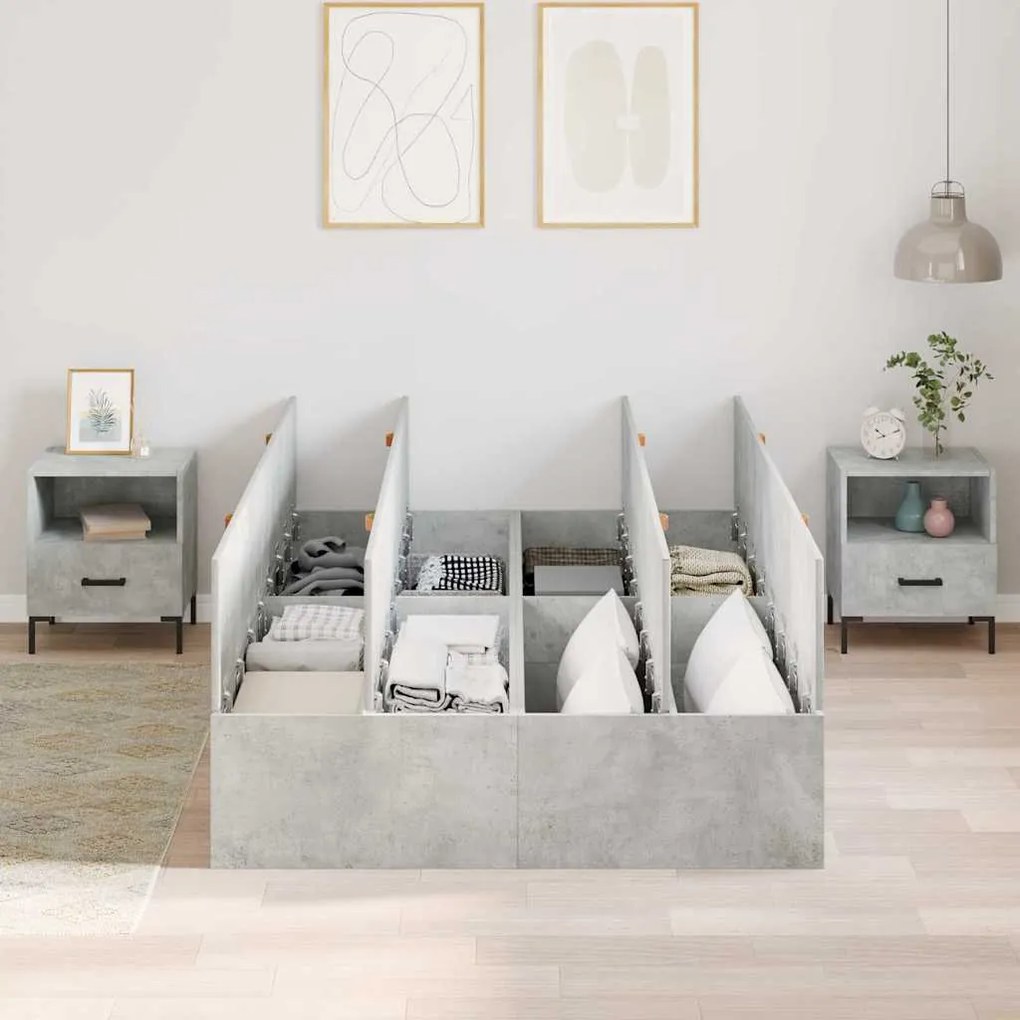 Cama com Armazenamento Cinza Concreto 120x200 cm