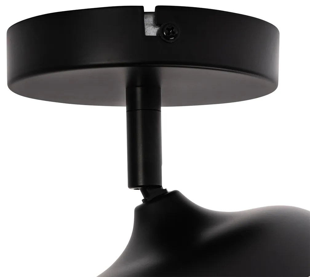 Foco de teto design preto com dourado e vidro fumê - Kyan