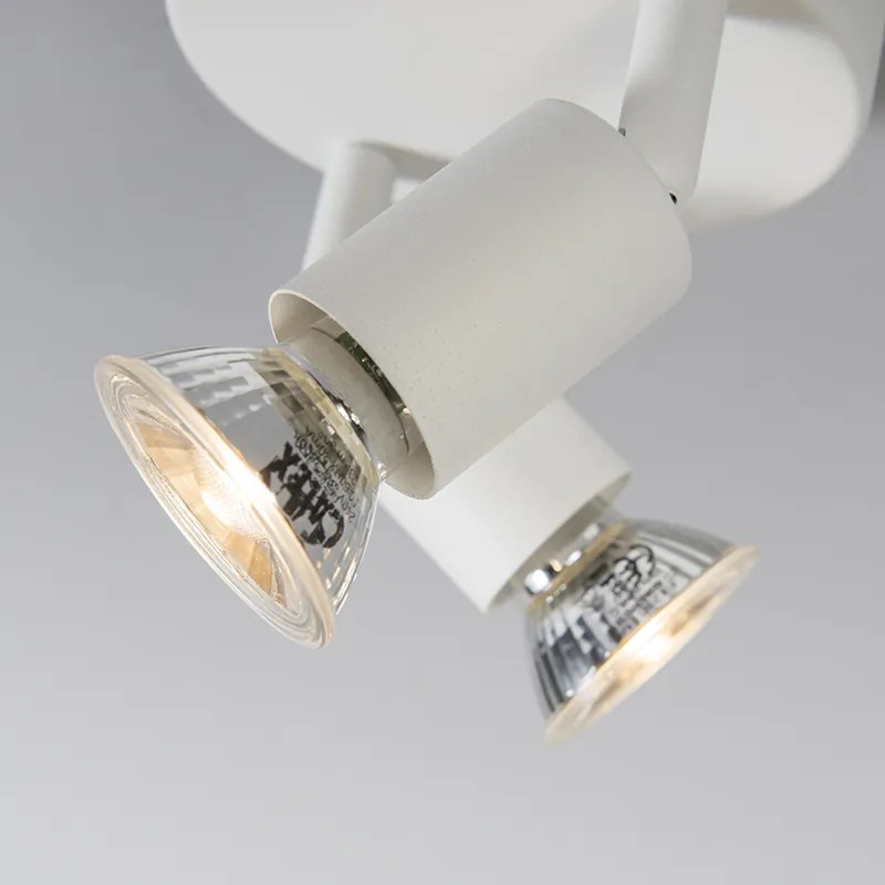 Foco moderno branco inclinável redondo 2 luzes - Jeany Moderno
