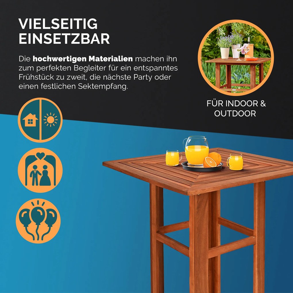 Mesa de bar em madeira de acácia 75x75x110cm Castanha