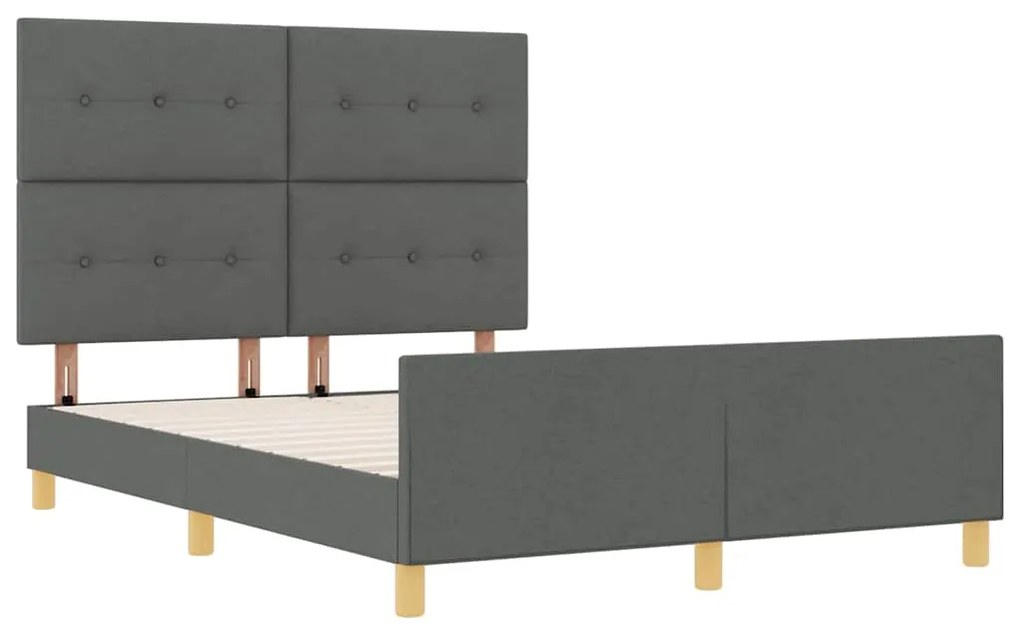 Cama vidaXL Cinza Escuro 140x190 cm Tecido