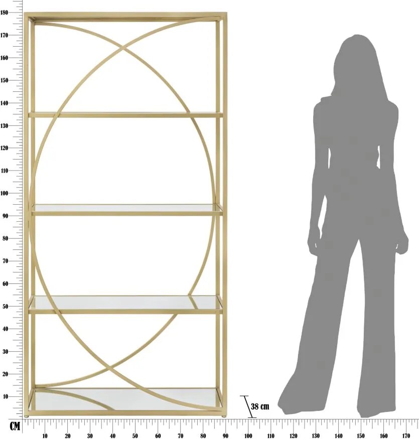 ESTANTE GLAMY 90X38X180 CM DOURADA