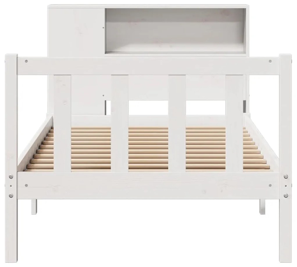 Cama com estante sem colchão 90x190 cm pinho maciço branco