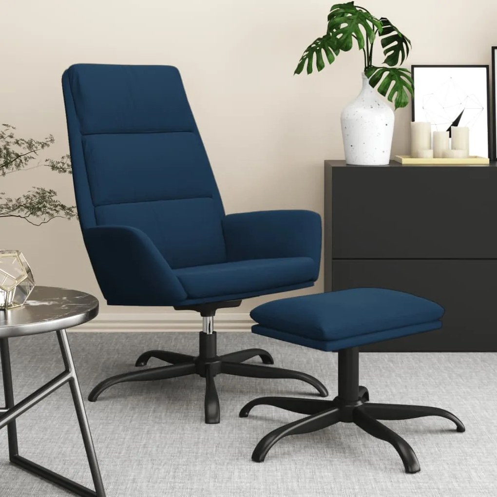 vidaXL Cadeira de descanso com banco p/ pés veludo azul