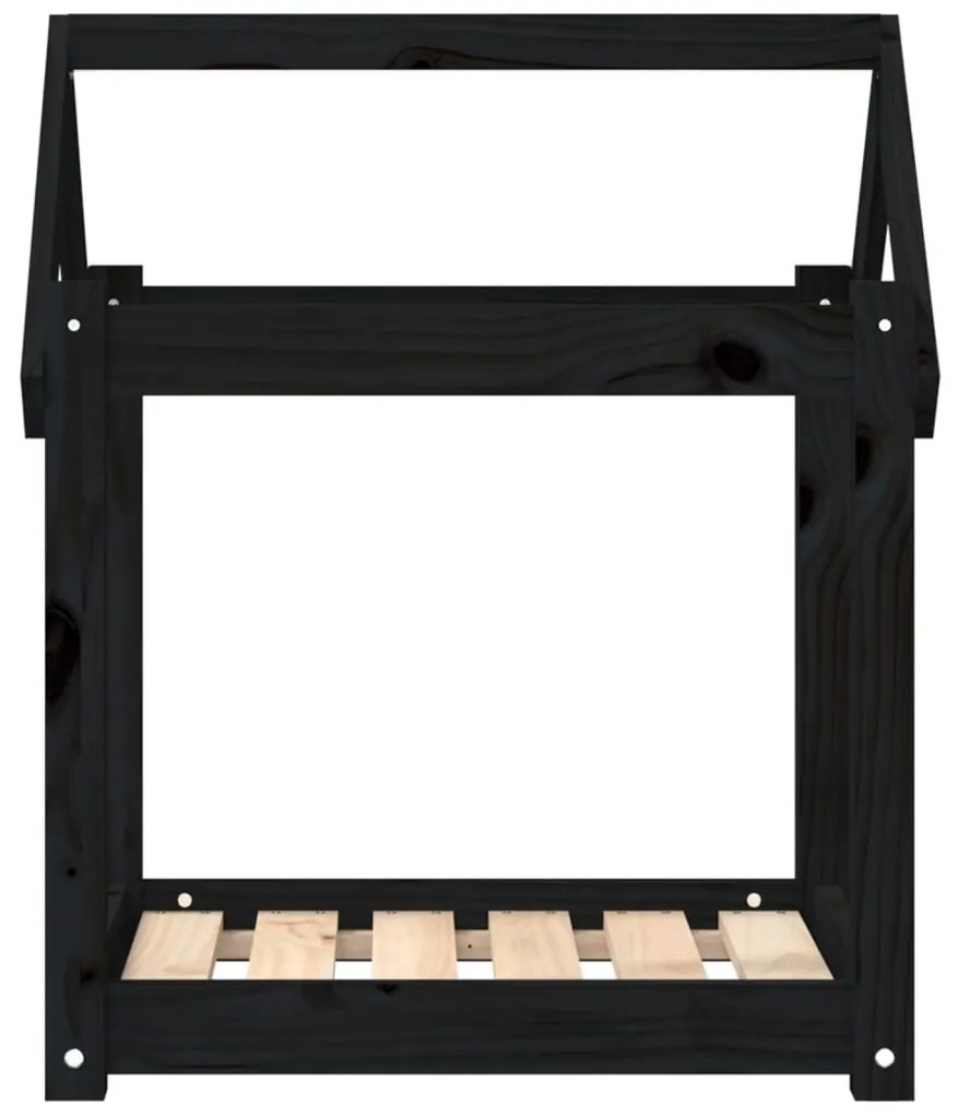 Cama para cães 61x50x70 cm madeira de pinho preto