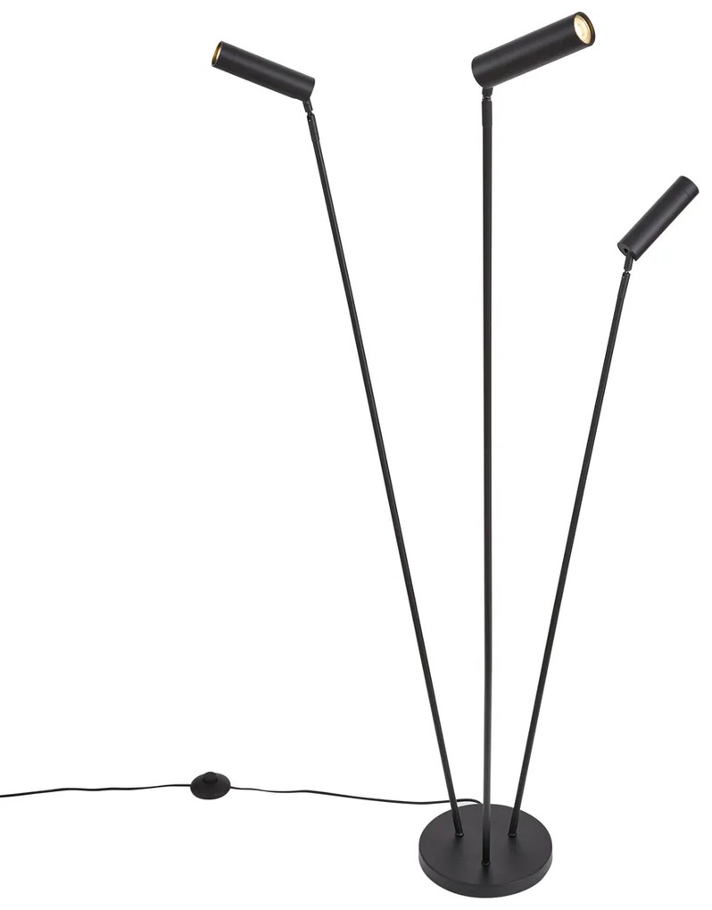 Moderne vloerlamp zwart 3-lichts GU10 35mm - Thomas Moderno