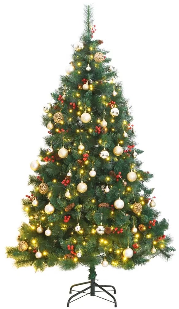 vidaXL Árvore Natal artificial articulada c/ 300 luzes LED+bolas 210cm