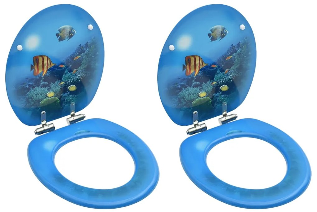 vidaXL Assentos sanita tampas fecho suave 2pcs MDF design mar profundo