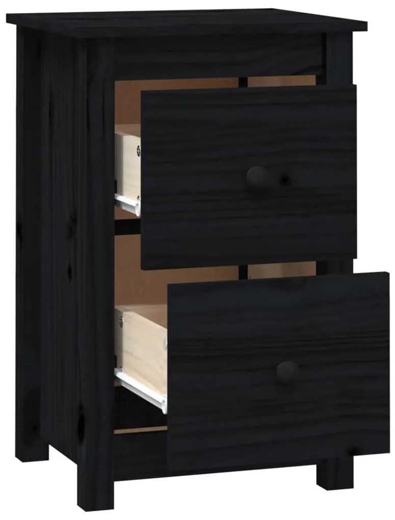Mesas de cabeceira 2 pcs 40x35x61,5 cm pinho maciço preto