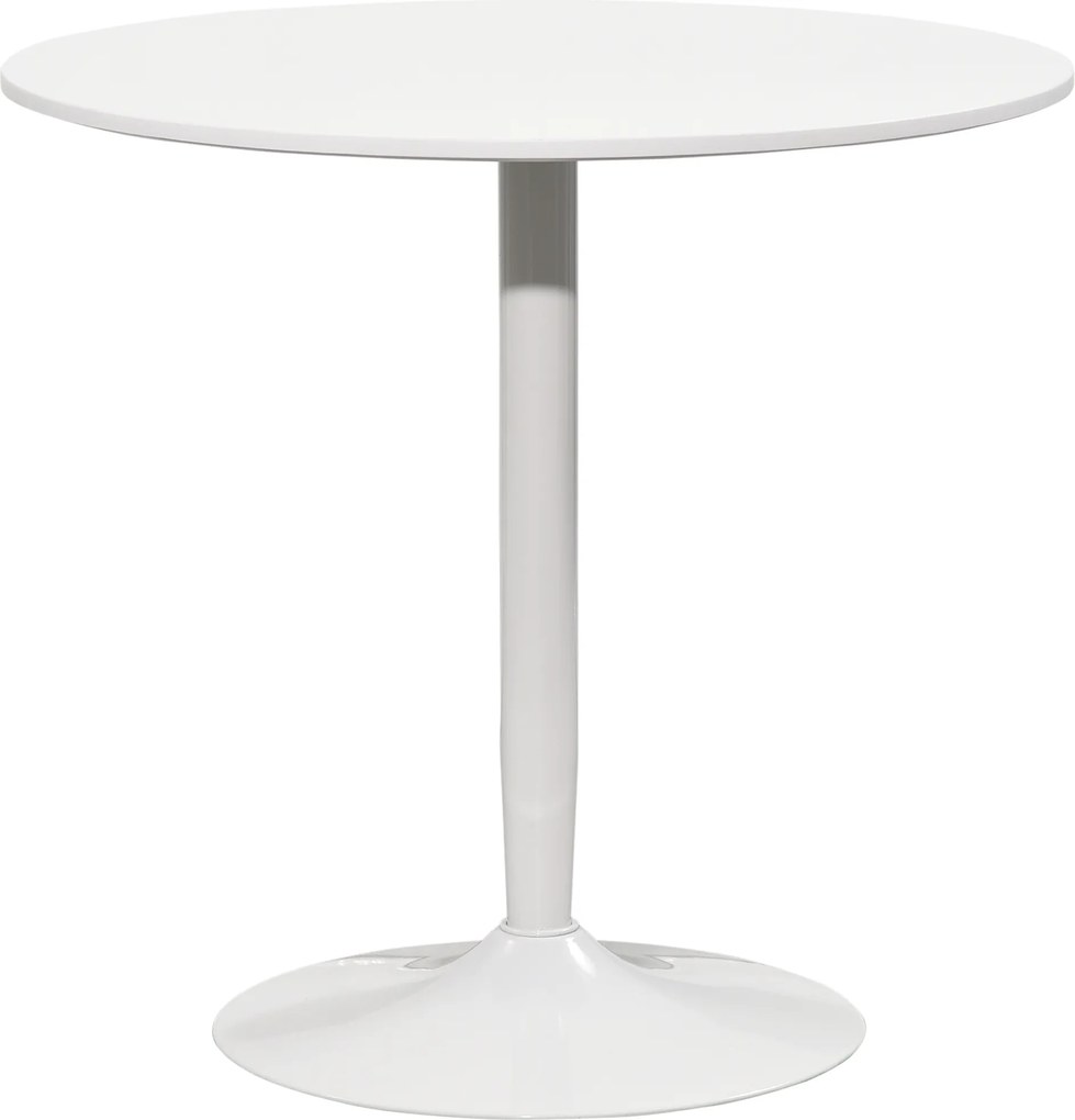 Mesa de Cozinha Redonda Mesa de Jantar Moderna para 2 Pessoas com Base de Aço e Almofadas Antiderrapantes Ø80x75 cm Branco