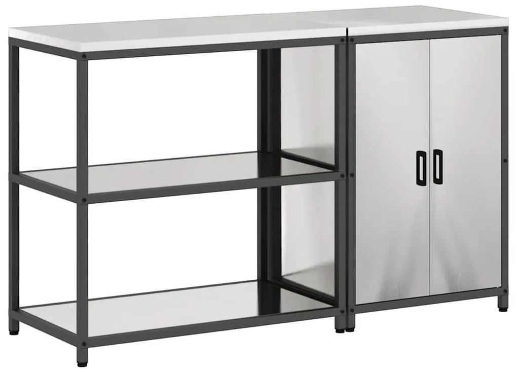 Conjunto de Armazenamento de Cozinha com prateleira 2 pcs Prata