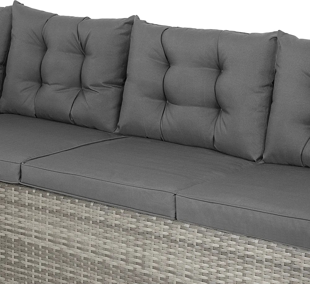 Conjunto Jardim de canto em Polyrattan Lisboa, incluindo almofadas cinzento/antracite