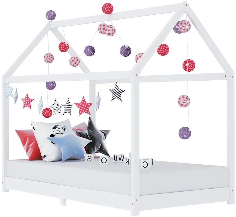 Estrutura de cama para crianças 90x200 cm pinho maciço branco