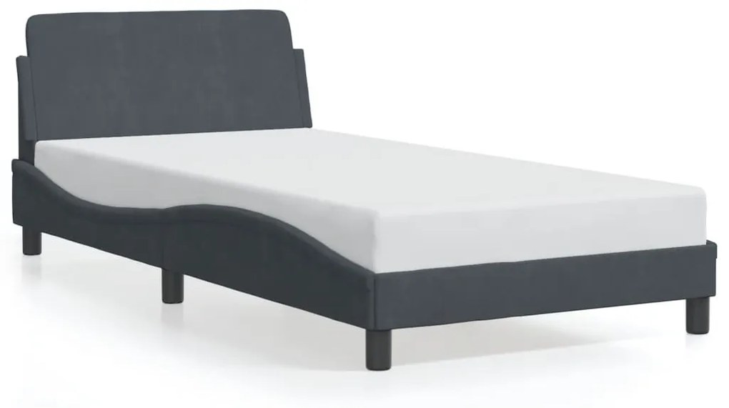 Estrutura de cama c/ cabeceira 100x200cm veludo cinzento-escuro