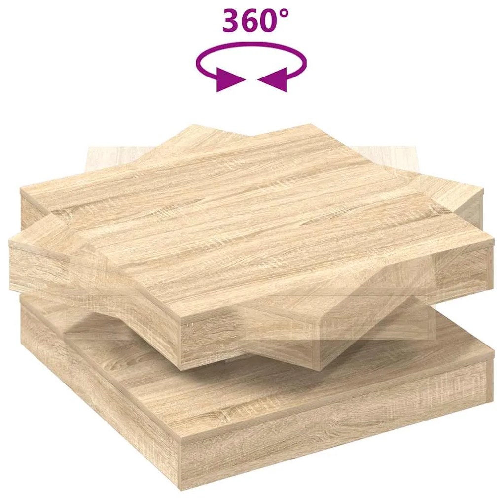 Mesa de centro rotativa a 360graus 70x70x34,5cm carvalho sonoma