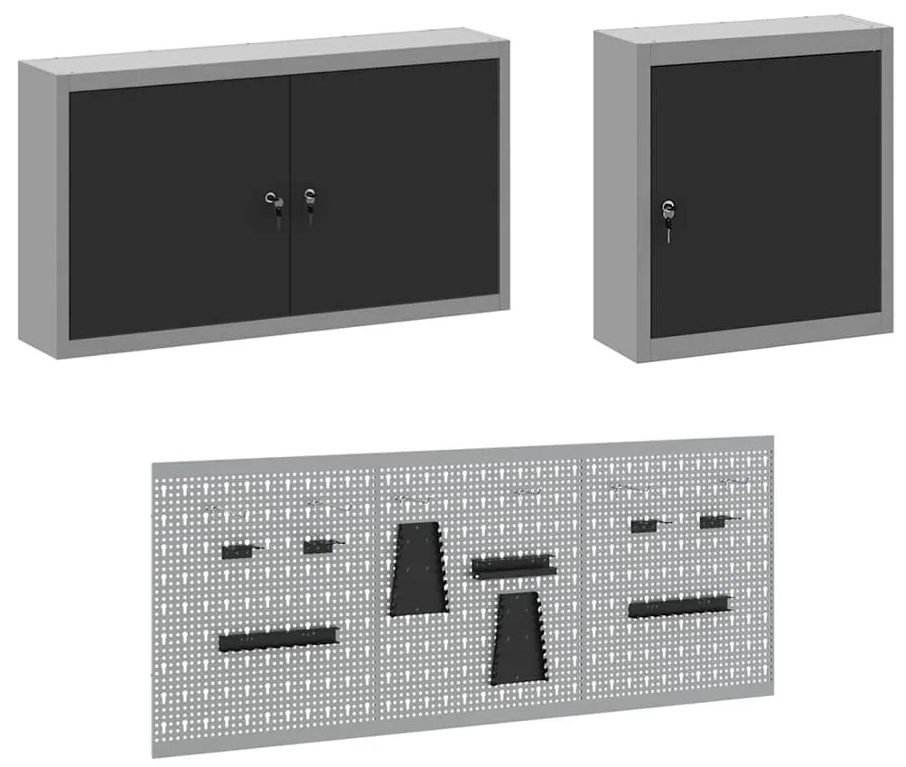 Conjunto de Armário de Trabalho e Painel de Ferramentas vidaXL com 8 P