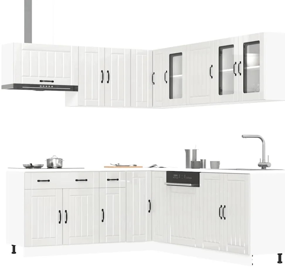 11 peças armário de cozinha conjunto Lucca brilho branco
