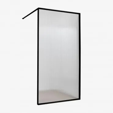 Mampara De Duche Fixa Com Vidro Temperado De 5 Mm E Alumínio Trafalgar Preto Mate & Canelado Transparente & 120 X 195 Cm - Sklum