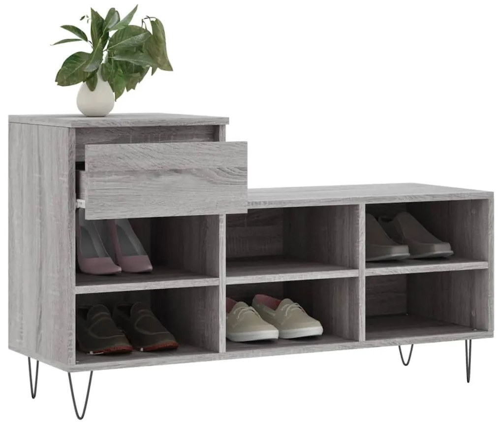 Sapateira 102x36x60 cm derivados de madeira cinzento sonoma