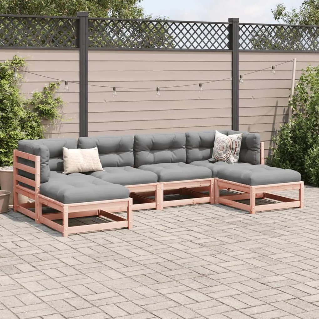 6 pcs conj. sofás jardim c/ almofadões madeira abeto-de-douglas