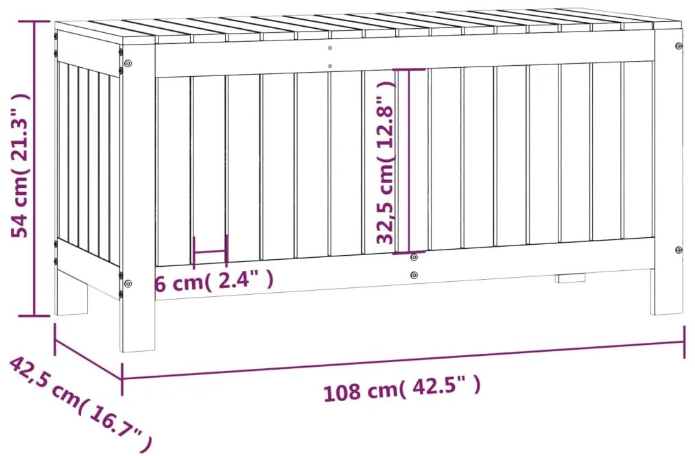 Caixa de arrumação jardim 108x42,5x54 cm pinho maciço cinzento