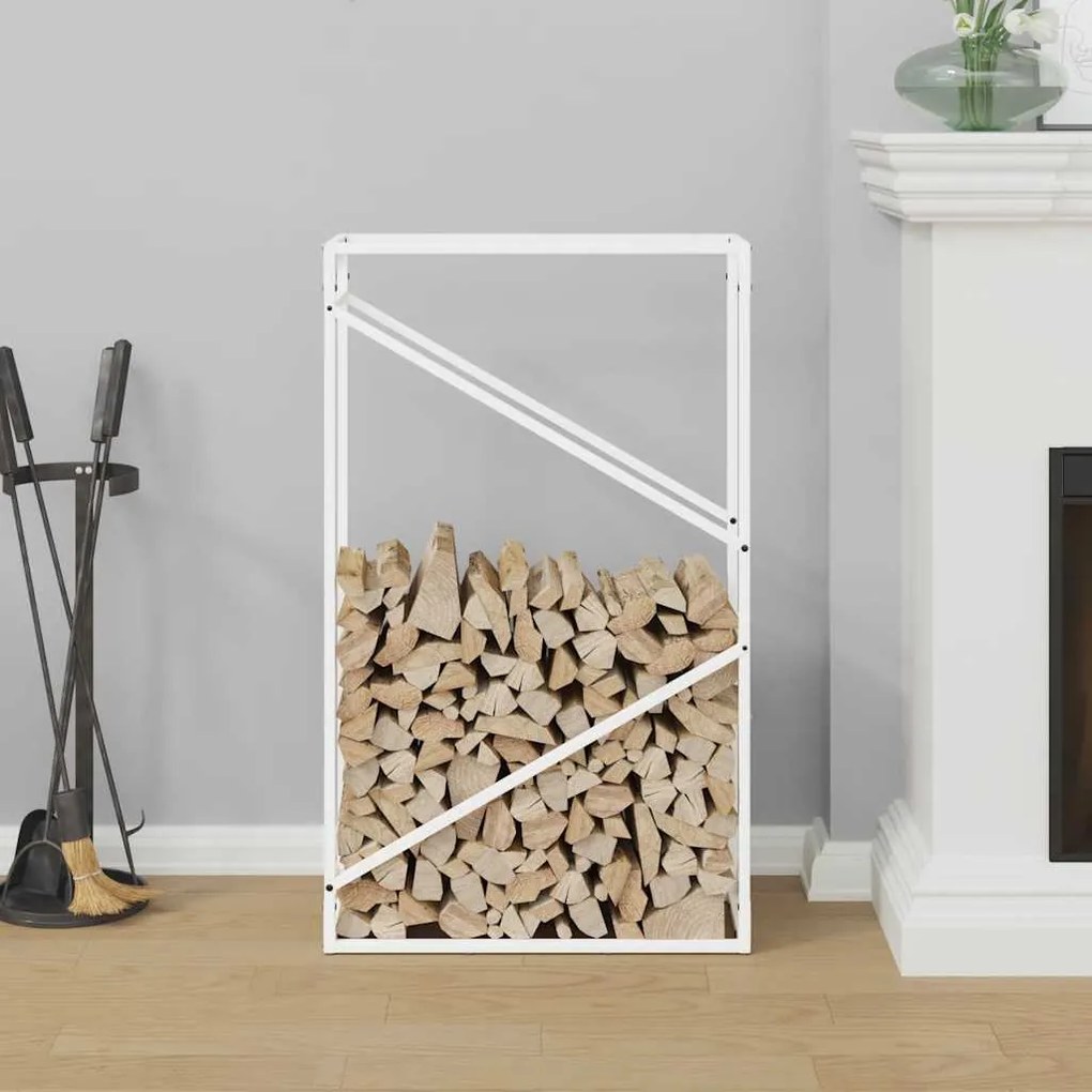Suporte para lenha 60x25x100 cm aço laminado a frio branco