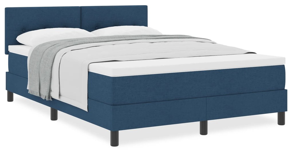 Cama Box com Colchão Azul 140x200 cm Tecido