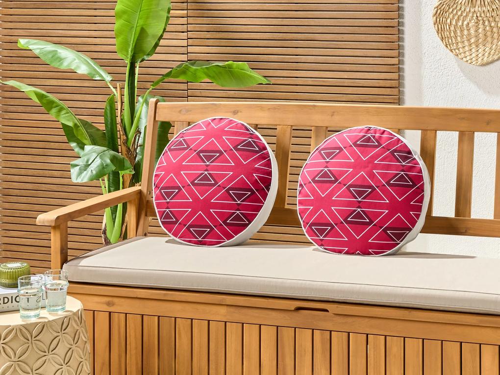 Conjunto 2 almofadas decorativas de jardim padrão geométrico rosa ⌀ 40 cm MEZZANO Beliani