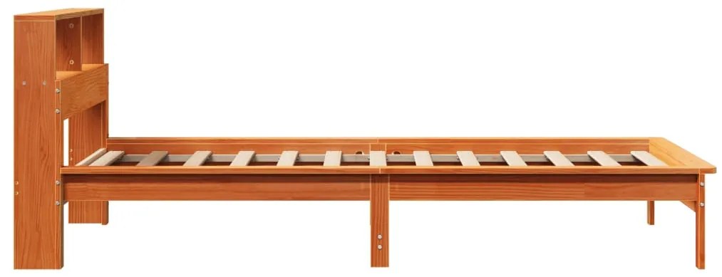 Cama com estante sem colchão 90x190cm pinho maciço castanho-mel